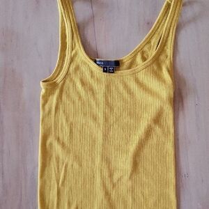 VINCE Mustard Yellow Ribbed Tank Top
